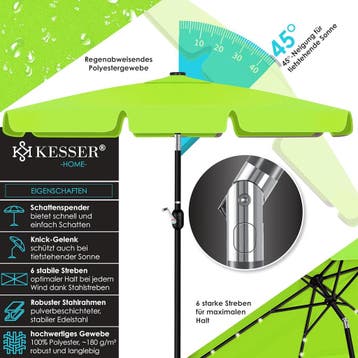 Stokparasol - Parasol - 125x205 cm - Tuinparasol - LED - Gro, Verzenden, Zo goed als nieuw