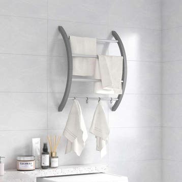 vidaXL Handdoekenrek met haken 56x16x72 cm aluminium, Verzenden, Nieuw