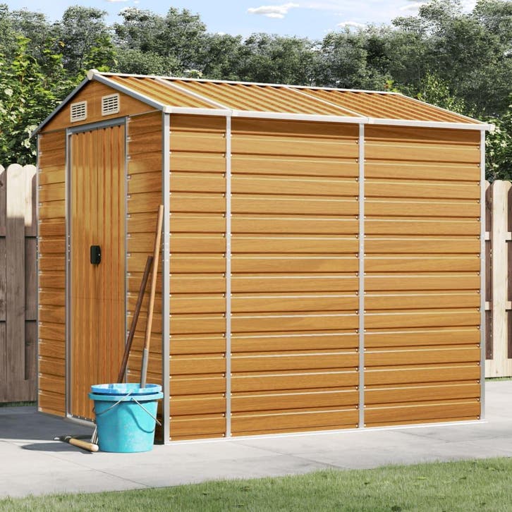 vidaXL Tuinhuis Lichtbruin 191x215x198 cm Gegalvaniseerd, Tuin en Terras, Tuinhuizen, Nieuw, Verzenden