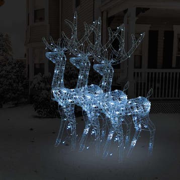 vidaXL Kerstversieringen rendier 3 st 128 cm acryl koudwit, Diversen, Kerst, Verzenden, Nieuw