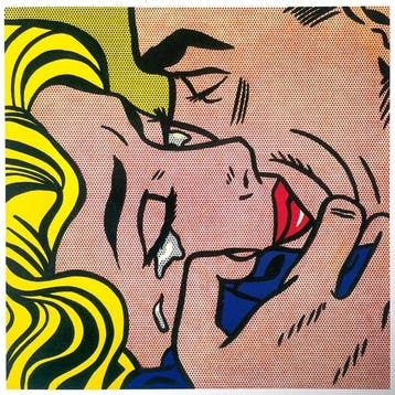 Roy Lichtenstein - Kiss V - offset lithograph - licensed, Antiek en Kunst
