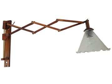 Schaarlamp - Hout, Glas - Verstelbare kap
