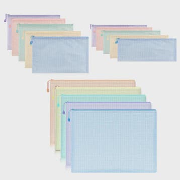 Set van 5 Waterdichte Mesh Rits Documententassen A4/A5/A6 -, Verzenden, Nieuw in verpakking