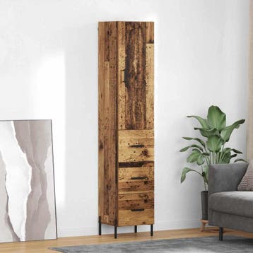 vidaXL Highboard Oud Hout 34,5 x 34 x 180 cm Bewerkt hout, Huis en Inrichting, Minder dan 50 cm, Verzenden, Nieuw, Minder dan 100 cm