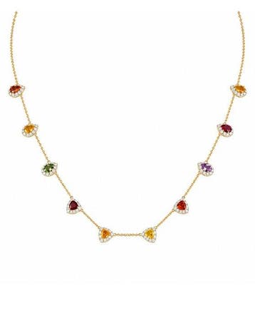 Halsketting - 14 karaat Geel goud - 3.57ct. tw. Saffier -, Nieuw