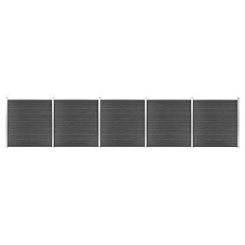 vidaXL Schuttingpanelenset 872x186 cm HKC zwart, Verzenden, Nieuw, Hout