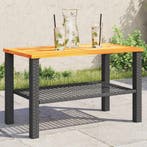 vidaXL Tuintafel 70x38x42 cm poly rattan en acaciahout zwart, Tuin en Terras, Verzenden, Nieuw