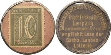 10 Pfennig Ziffermarke ohne Jahr Briefmarkenkapselgeld Le..., Verzenden