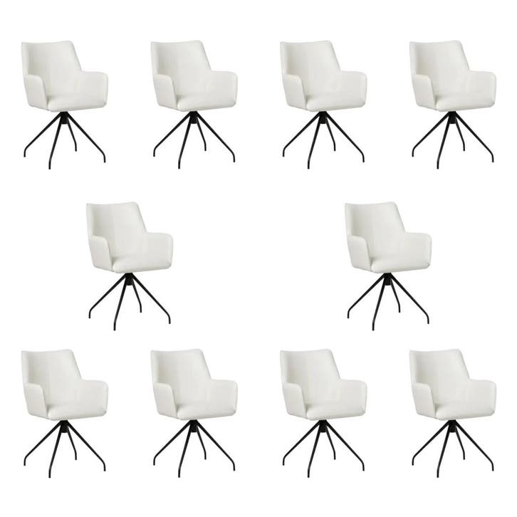Set van 10 Leren eetkamerstoelen Wave - Toledo Purewhite, Huis en Inrichting, Stoelen, Vijf, Zes of meer stoelen, Nieuw, Leer