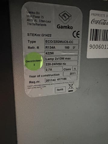 Gamko Coca-Cola flessenkoelkast, Ophalen of Verzenden, Gebruikt