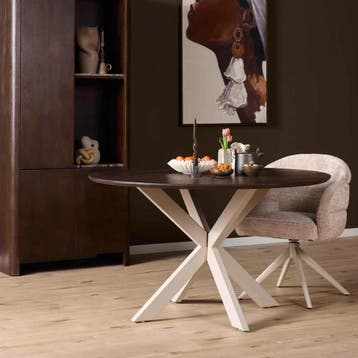 Ronde eettafel Madison Bruin Poot Zand Mangohout 130 cm |, Ophalen of Verzenden, Nieuw