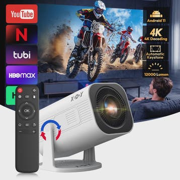 XGODY 4K Mini Projector: Android 11, 12000 Lumens, Dual WiFi, Verzenden, Nieuw