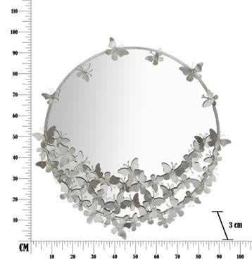 WANDSPIEGEL VLINDER ROND ZILVER Ø 91X3X94 - 660150001, Ophalen of Verzenden, Nieuw