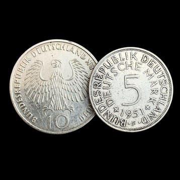 Duitsland, Bondsrepubliek Set of 2 coins: 5 & 10 Deutsche