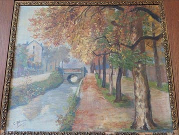 Christian Axtmann (XIX-XX) - Le Chemin du Pont en Automne, Antiek en Kunst, Kunst | Schilderijen | Klassiek