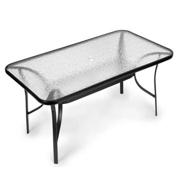 Moderne Terrastafel - Zwart/Glas | Laatste Stuk!, Tuin en Terras, Ophalen of Verzenden, Nieuw, Rechthoekig, Metaal