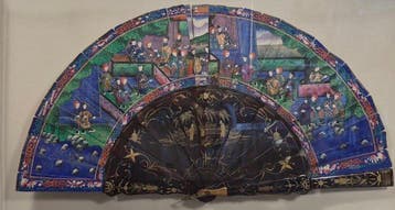 Handwaaier - Papier, lak - Cantonese, Antiek en Kunst