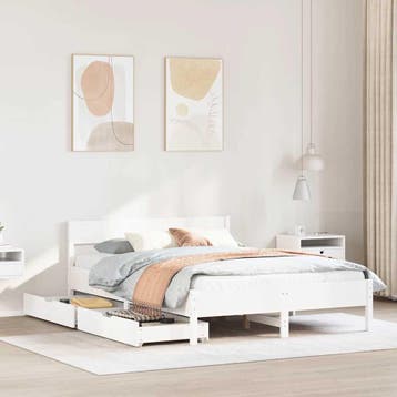 vidaXL Bedframe zonder matras massief grenenhout wit 120x200, Verzenden, Wit, Nieuw, Twijfelaar