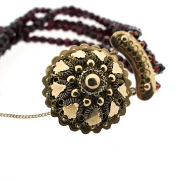 Antieke glaskralen armband met gouden slot (Schakelarmband), Ophalen of Verzenden, Gebruikt, Goud, Goud