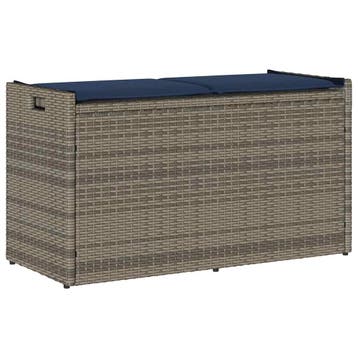 vidaXL Opbergbank met kussen voor buiten 100 cm poly rattan, Verzenden, Nieuw