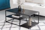 Industriële salontafel DURA STEEL 100cm zwart metaal met 2, Huis en Inrichting, Tafels | Salontafels, Ophalen of Verzenden, Nieuw