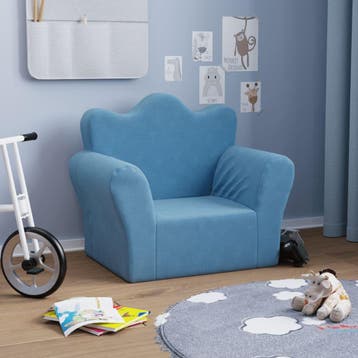 vidaXL Kinderbank zacht pluche blauw, Verzenden, Nieuw