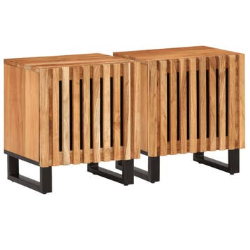 vidaXL Nachtkastjes 2 st 40x34x46 cm massief acaciahout, Minder dan 45 cm, Verzenden, Nieuw, Minder dan 55 cm