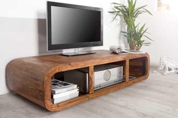 Massieve salontafel GEBOGEN 100cm Sheeshamhout TV-lowboard, Huis en Inrichting, Tafels | Salontafels, Ophalen of Verzenden, Nieuw