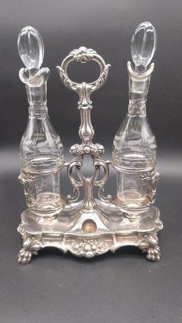 Olie-en-azijnstelletje - .900 zilver, Antiek en Kunst, Antiek | Goud en Zilver