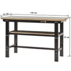 Werkbank zwart 150 cm met hardhouten blad, Ophalen of Verzenden, Nieuw