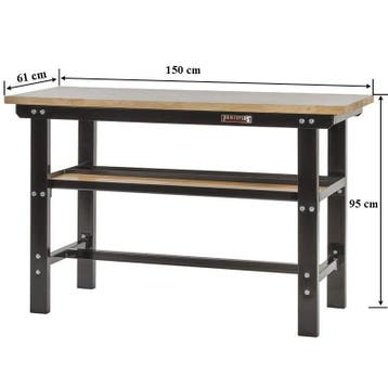 Werkbank zwart 150 cm met hardhouten blad, Ophalen of Verzenden, Nieuw