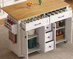 Keukentrolley met Uitklapbaar Werkblad en Wielen – 140 cm, Huis en Inrichting, Verzenden, Nieuw