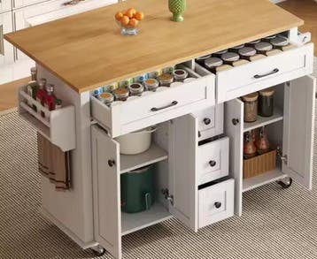 Keukentrolley met Uitklapbaar Werkblad en Wielen – 140 cm, Verzenden, Nieuw