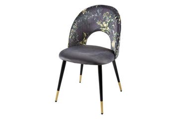 Design stoel PRET-A-PORTER grijs fluweel bloemmotief en, Ophalen of Verzenden, Nieuw