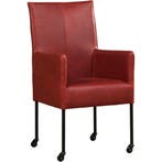 Leren eetkamerstoel Spark - Granada Rouge (rood) - Poten, Nieuw, Ophalen of Verzenden, Eén, Rood