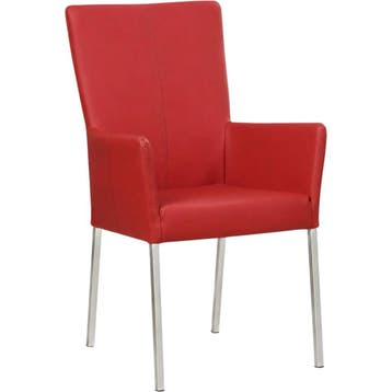 Leren eetkamerstoel Daily met armleuning - Toledo Ducati, Huis en Inrichting, Stoelen, Nieuw, Leer, Ophalen of Verzenden, Rood