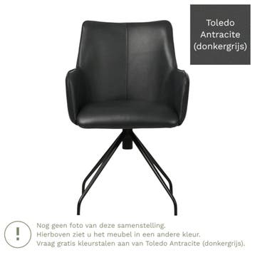 Leren draaibare eetkamerstoel Wave - Toledo Antracite, Ophalen of Verzenden, Nieuw, Leer, Bohemian, Eigentijds, Industrieel, Modern, Scandinavisch