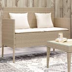 vidaXL Tuinbank met kussens poly rattan beige, Tuin en Terras, Tuinbanken, Verzenden, Nieuw, Rotan