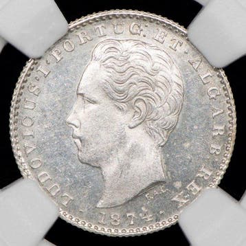 Portugal. D. Luís I (1861-1889). 100 Reis 1874 - NGC - MS 63