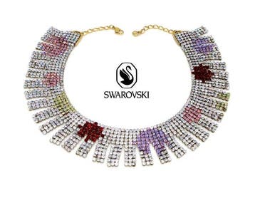 Swarovski - Fransencollier van kristallen, goudlegeringslaag