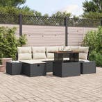 vidaXL Tuin Sofa Set 7 pcs Zwart poly rattan, Verzenden, Nieuw, Rotan, 7 zitplaatsen