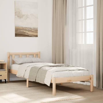 vidaXL Bedframe extra lang zonder matras massief grenenhout, Huis en Inrichting, Slaapkamer | Bedden, Eenpersoons, Bruin, Verzenden