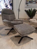 Florence relaxfauteuil + poef **SHOWROOMMODEL**, Nieuw, Stof