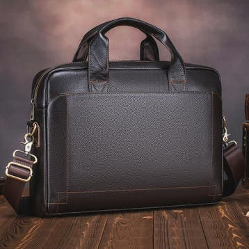 Luxe Leren Laptoptas Heren - Toplaags Koeienhuid Aktetas, Verzenden, Nieuw