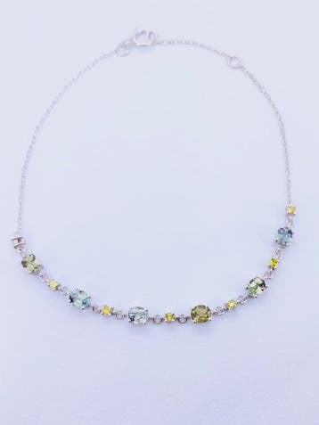 Schakelarmband Platina - Natuurlijke alexandriet