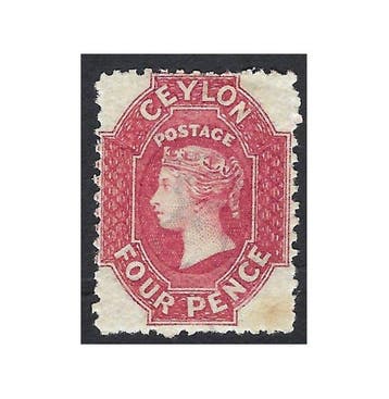 Ceylon 1863 - Queen Victoria 4d roos - Stanley Gibbons Nº 52, Gestempeld