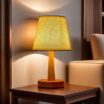 Stoffen Tafellamp Japans Design met Houten Basis, Verzenden, Nieuw