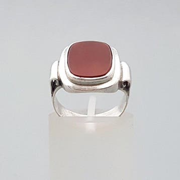 Zilver, Art Deco, Carneool Zegelring - Ring