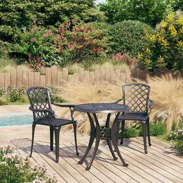 vidaXL 3-delige Bistroset gietaluminium zwart, Tuin en Terras, Tuinsets en Loungesets, Verzenden, Nieuw, Aluminium, 2 zitplaatsen