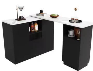 Draaibare Bartafel 360° met Marmerlook Blad &amp; Opberging, Verzenden, Nieuw